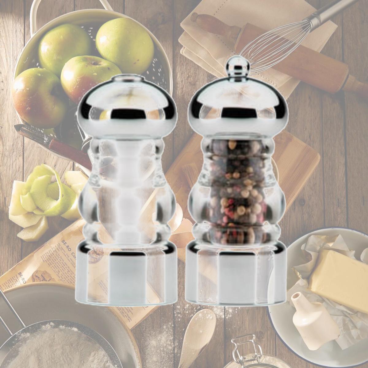 Picture of Chef Specialties 29160 5.5 Inch - 14cm LoriAcrylic and Chrome Pepper Mill/SS Set