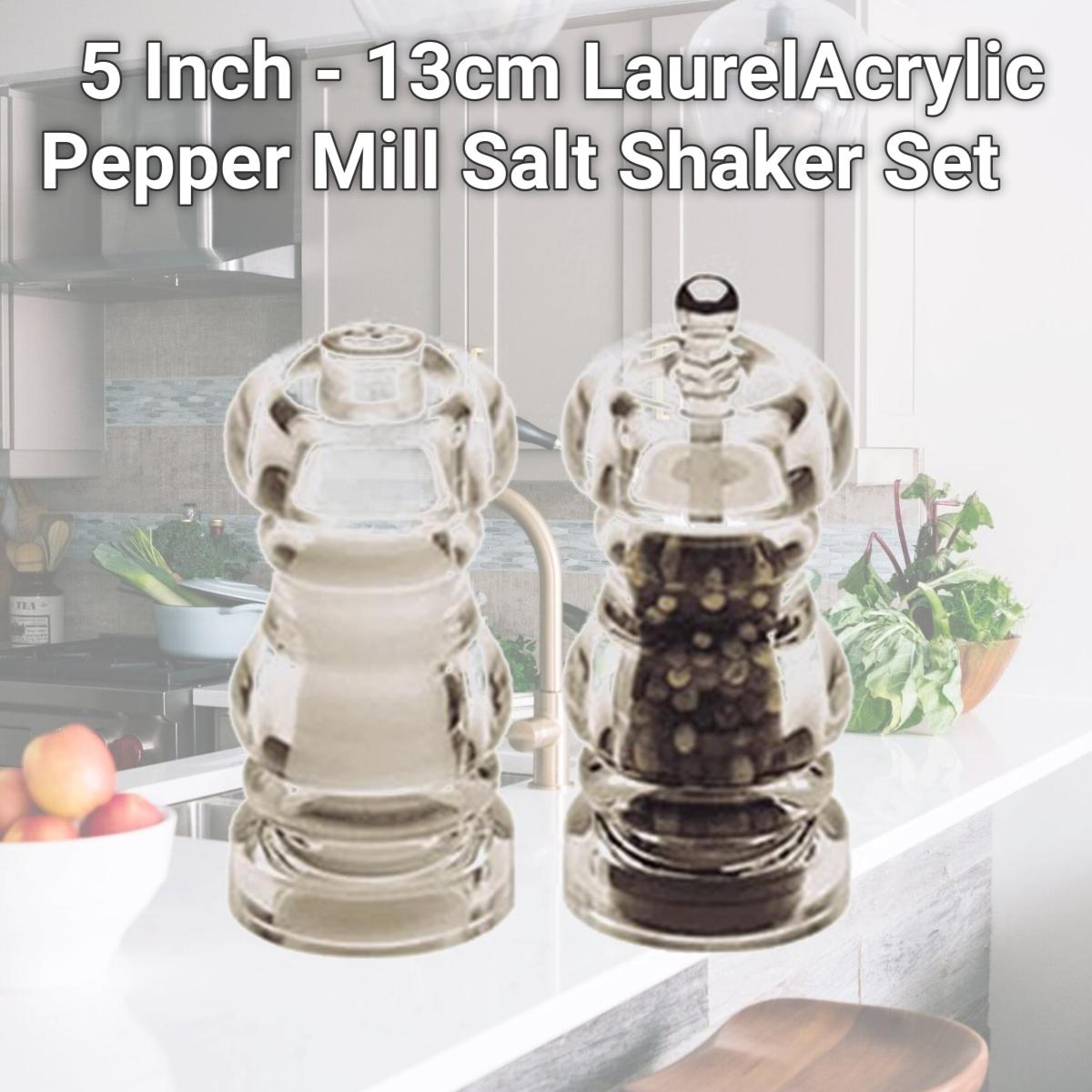 Picture of Chef Specialties 29190 5 Inch - 13cm LaurelAcrylic Pepper Mill Salt Shaker Set