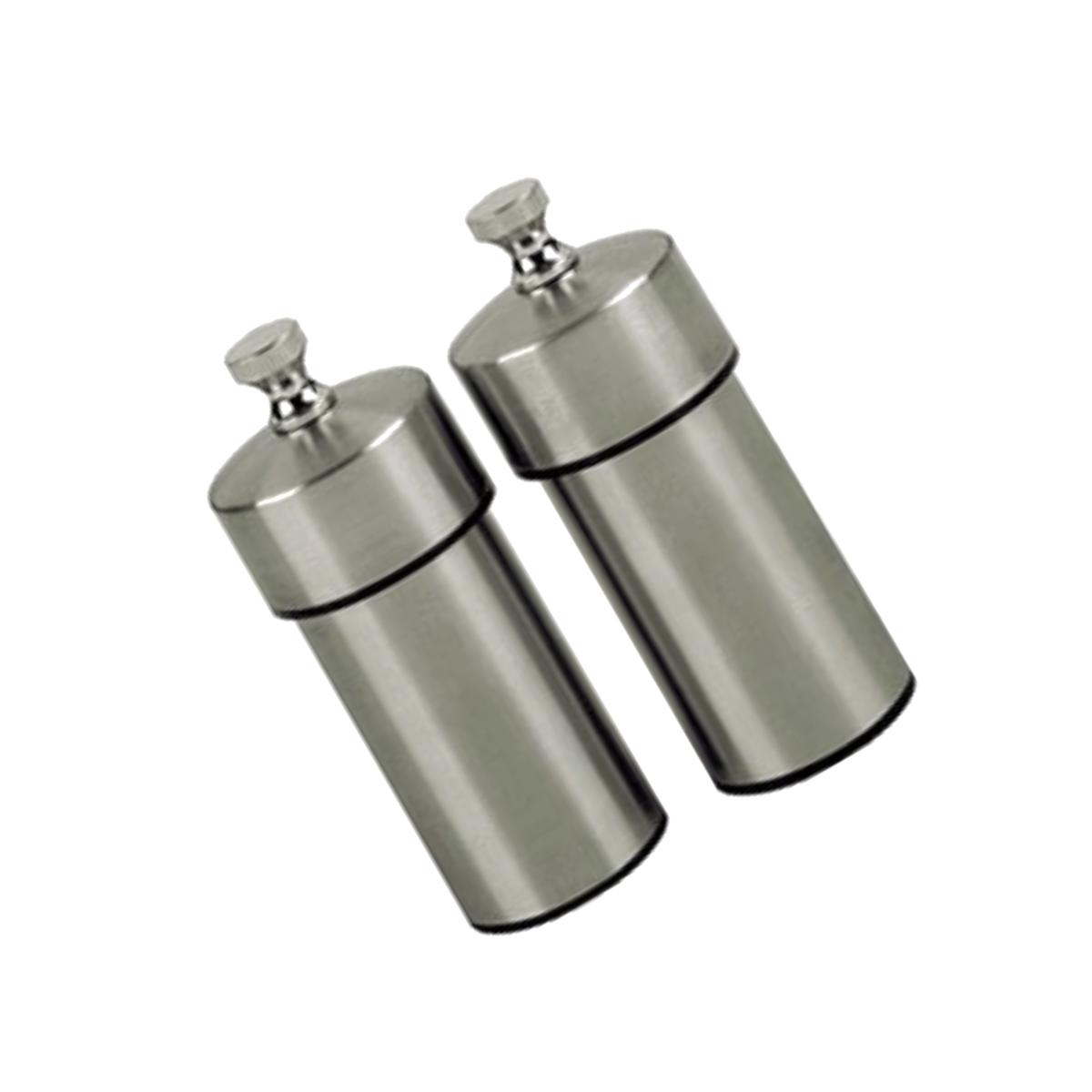Picture of Chef Specialties 29910 4 Inch - 10cm FuturaBrushed Stainless Pepper Mill Salt Mill Set