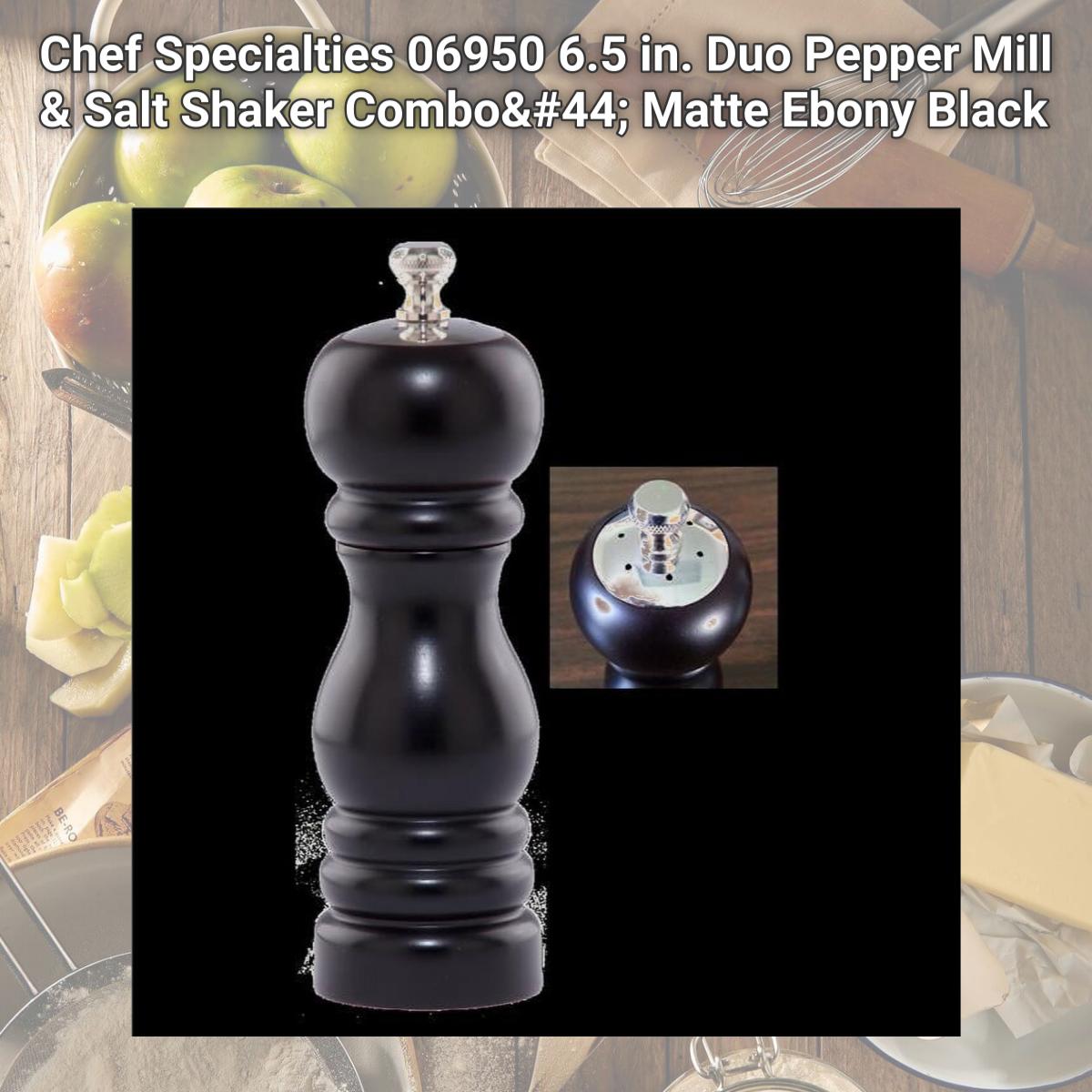 Picture of Chef Specialties 06950 6.5 in. Duo Pepper Mill & Salt Shaker Combo, Matte Ebony Black