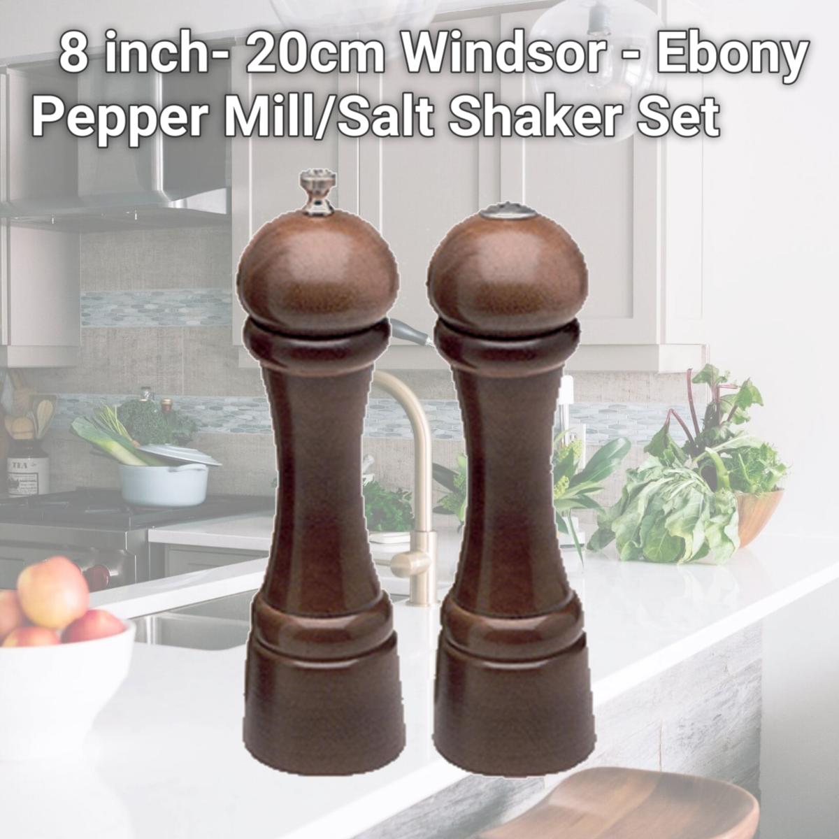 Picture of Chef Specialties 08301 8 inch- 20cm Windsor - Ebony Pepper Mill/Salt Shaker Set