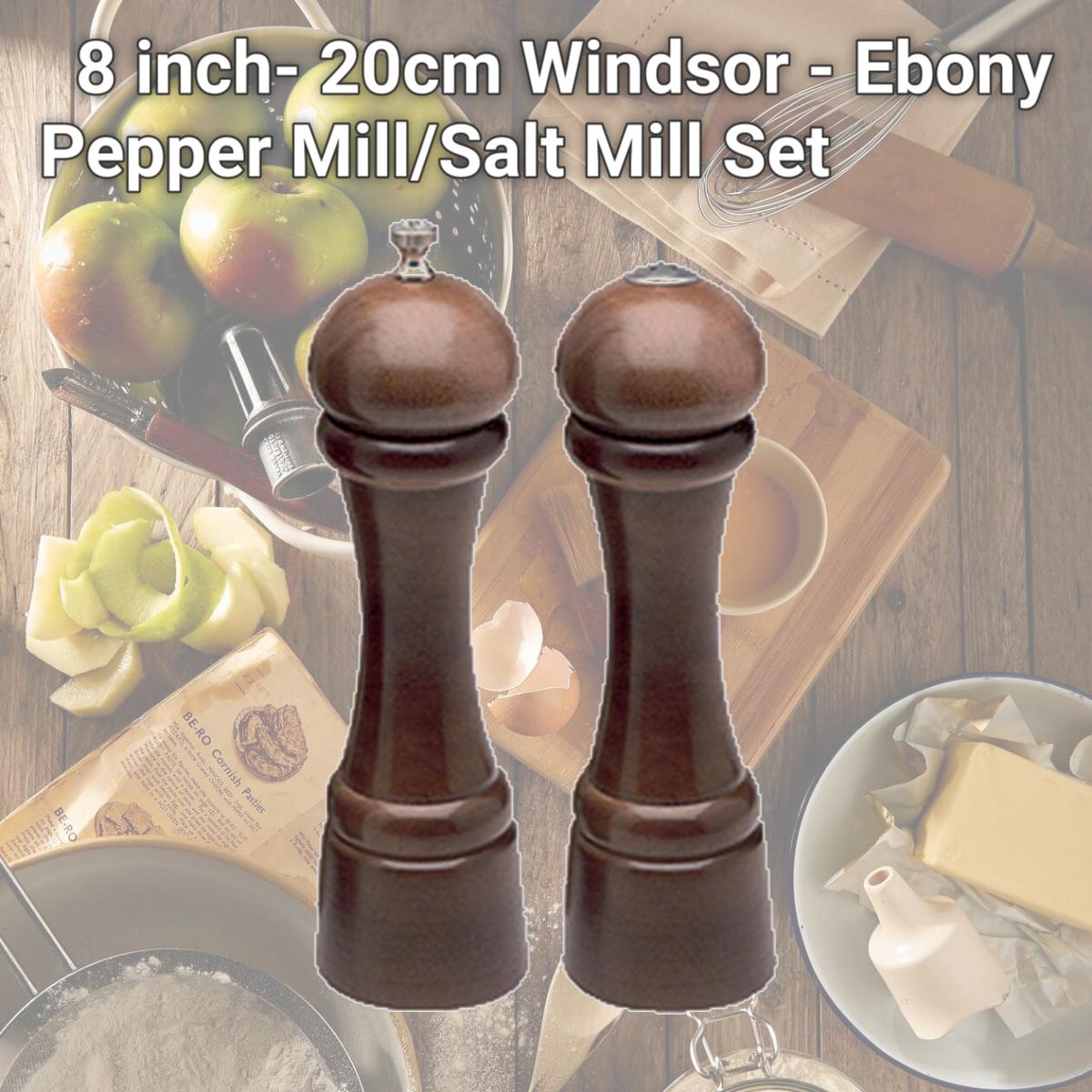 Picture of Chef Specialties 08302 8 inch- 20cm Windsor - Ebony Pepper Mill/Salt Mill Set