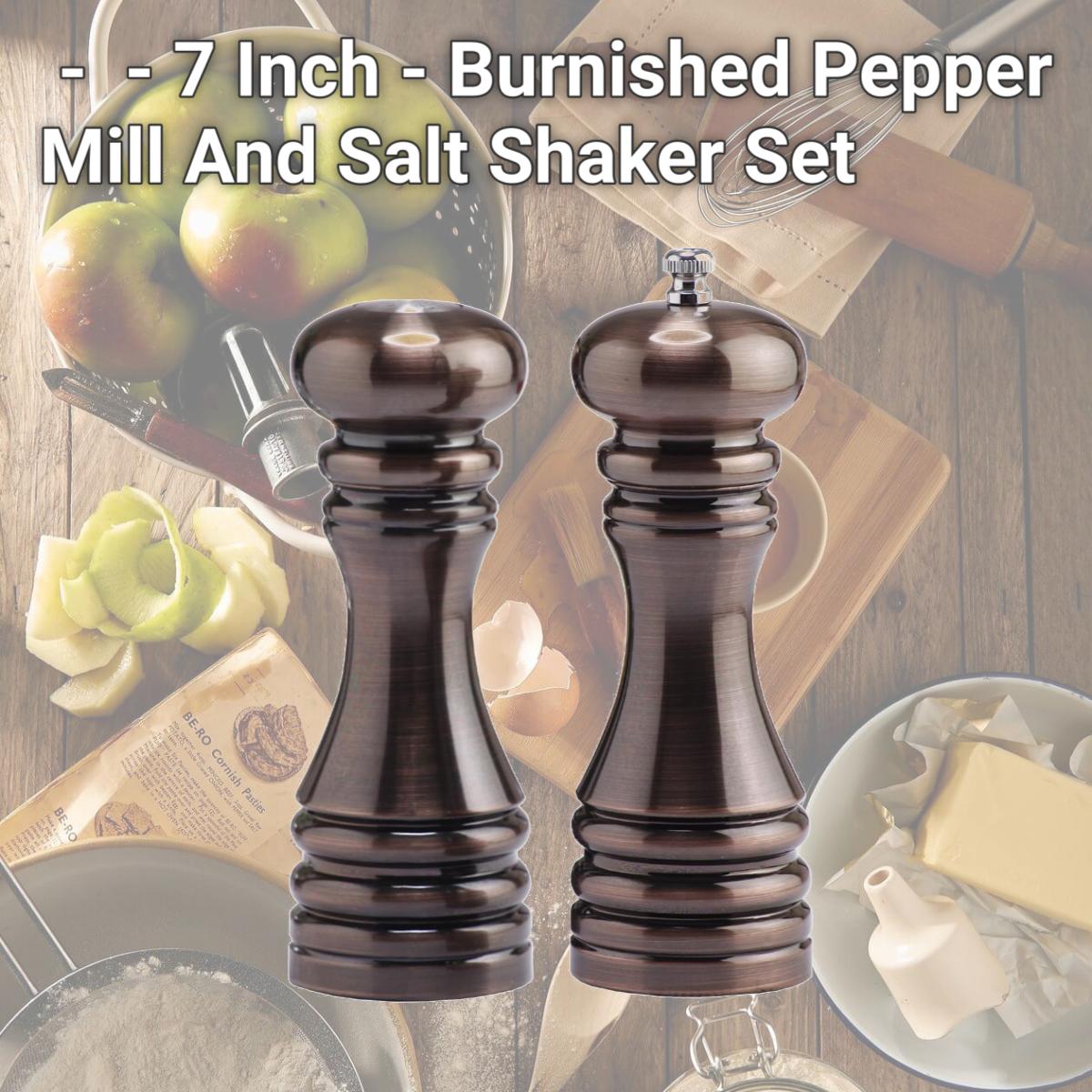 Picture of Chef Specialties - 90070 - 7 Inch - Burnished Pepper Mill And Salt Shaker Set