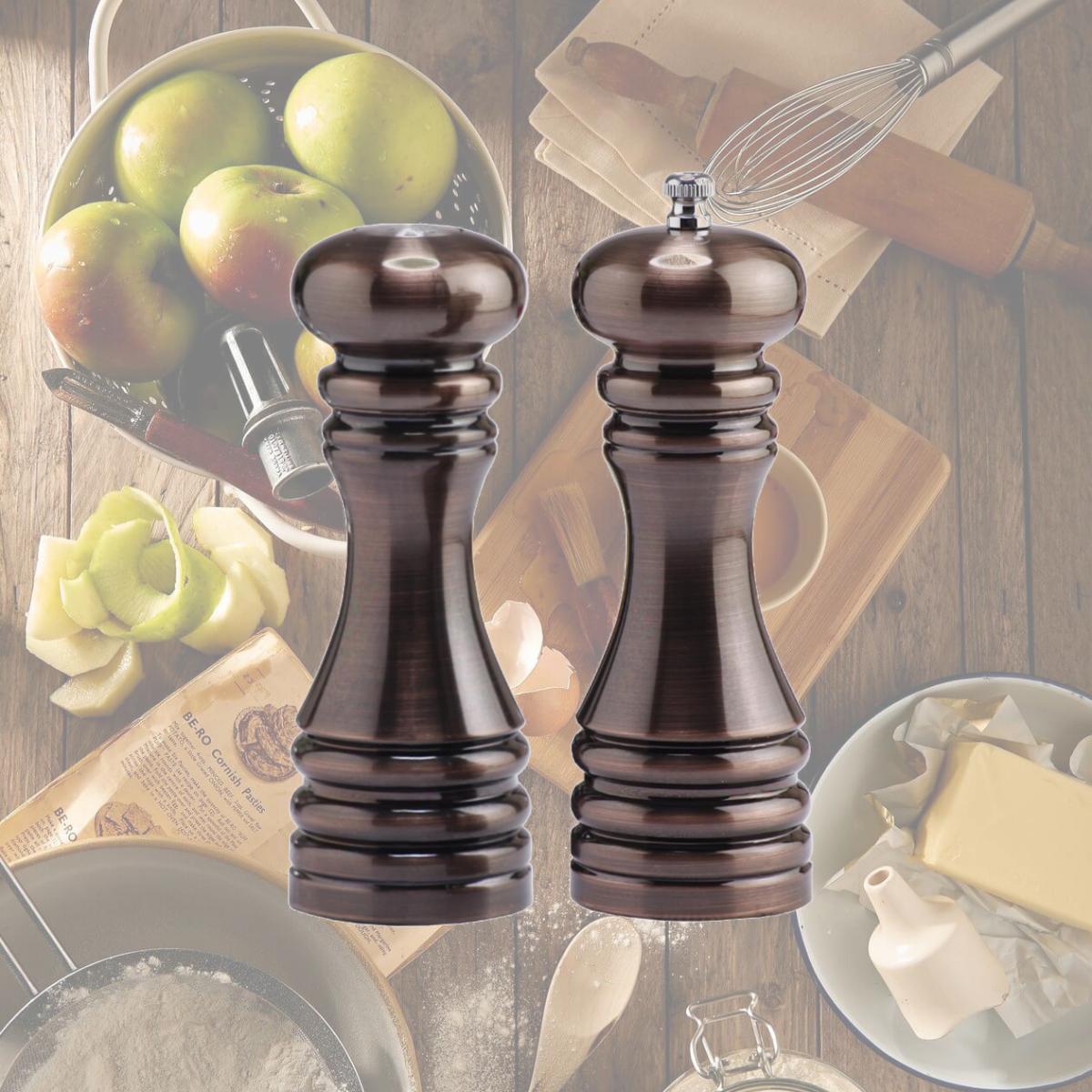 Picture of Chef Specialties - 90070 - 7 Inch - Burnished Pepper Mill And Salt Shaker Set