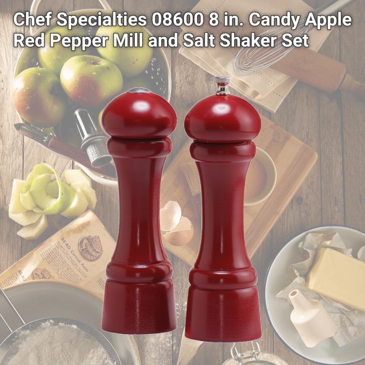 Picture of Chef Specialties 08600 8 in. Candy Apple Red Pepper Mill and Salt Shaker Set