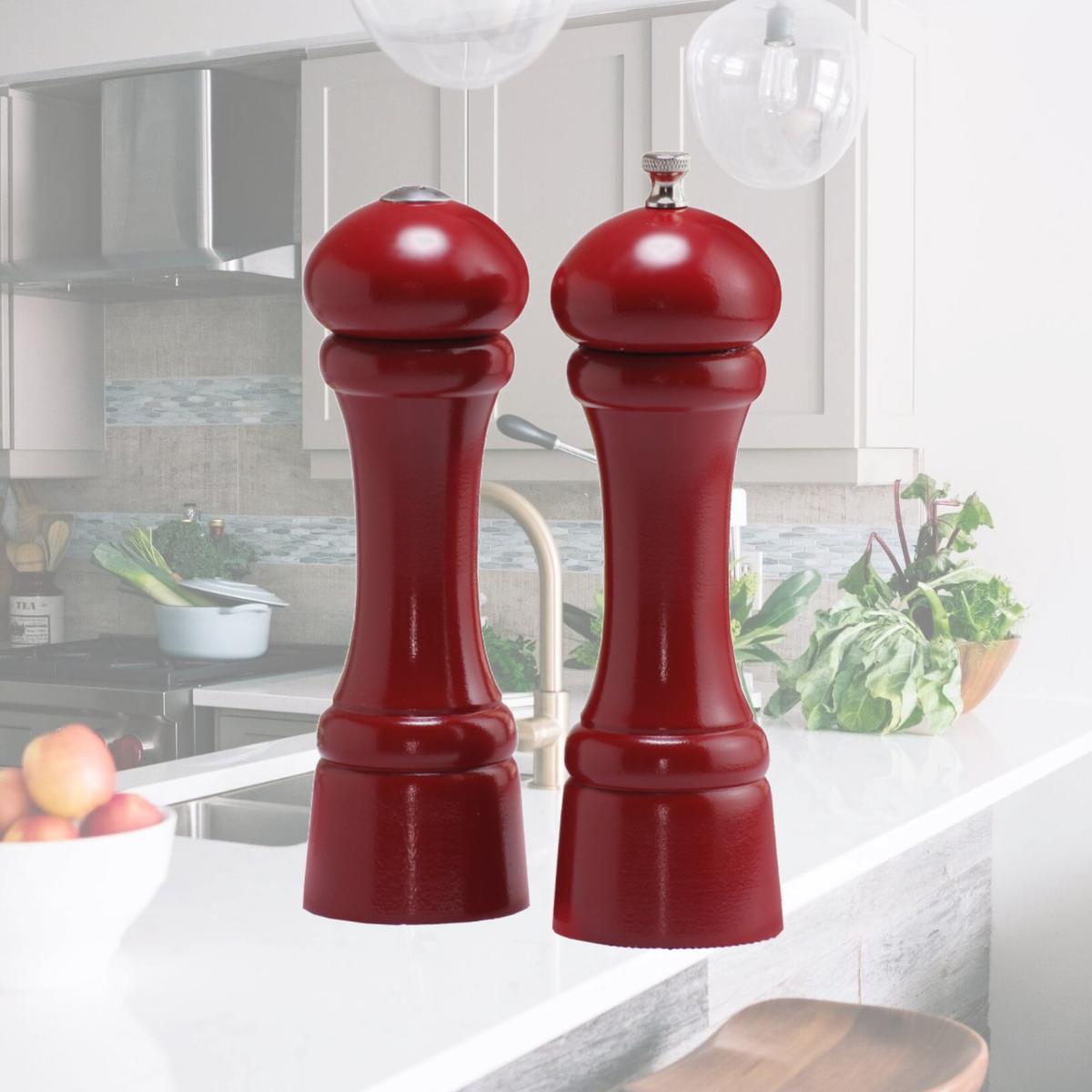 Picture of Chef Specialties 08600 8 in. Candy Apple Red Pepper Mill and Salt Shaker Set