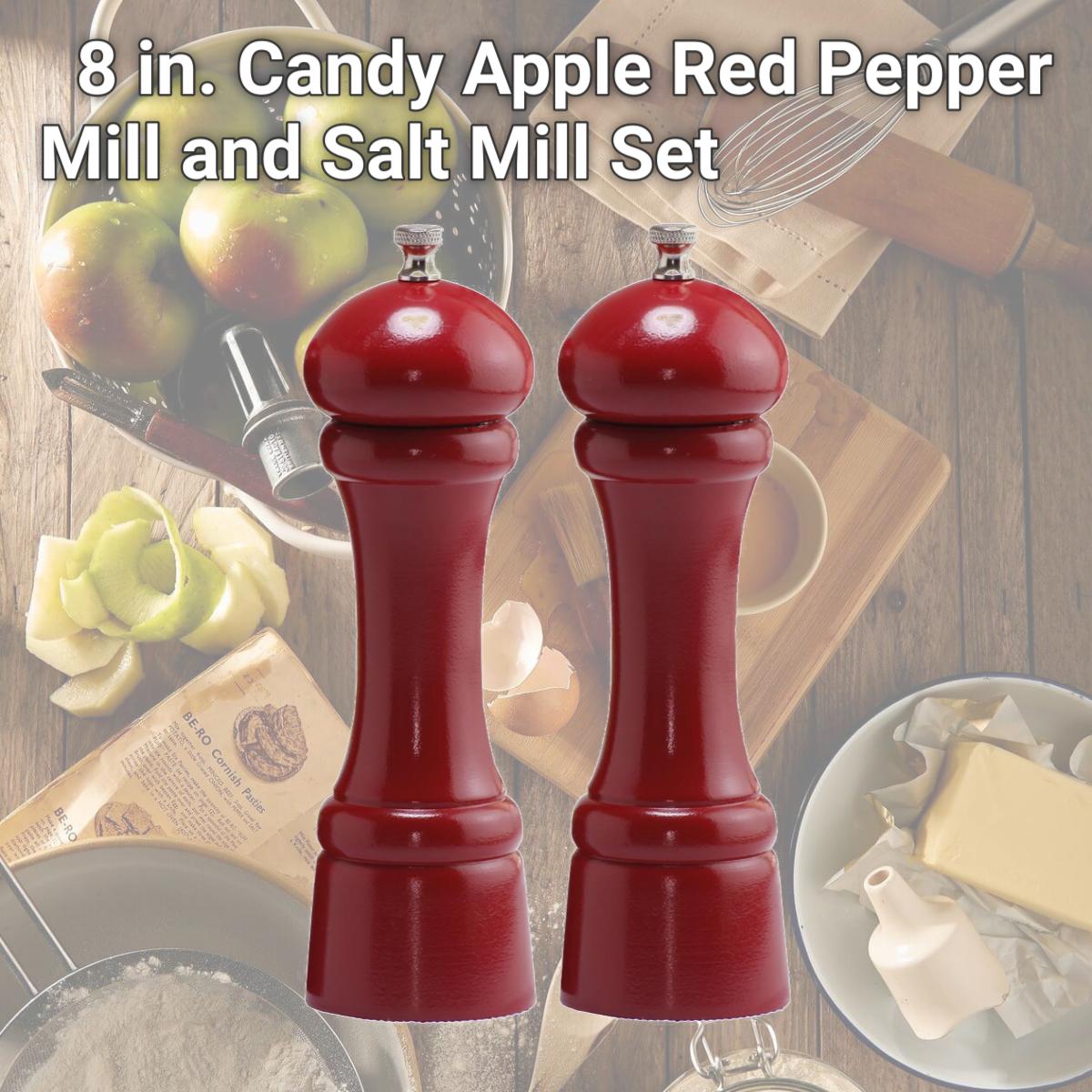 Picture of Chef Specialties 08602 8 in. Candy Apple Red Pepper Mill and Salt Mill Set