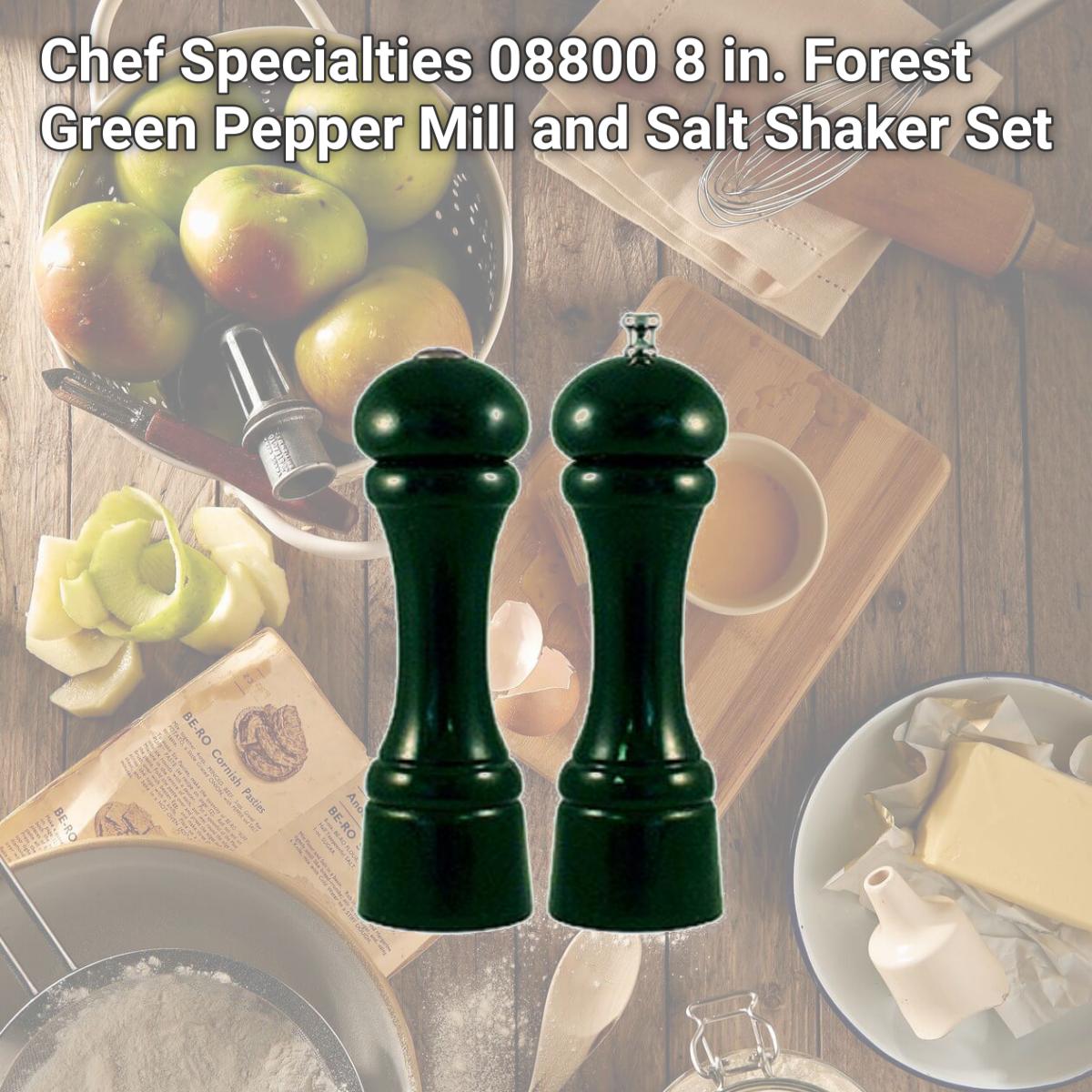 Picture of Chef Specialties 08800 8 in. Forest Green Pepper Mill and Salt Shaker Set