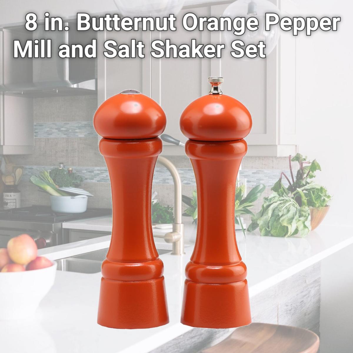 Picture of Chef Specialties 08900 8 in. Butternut Orange Pepper Mill and Salt Shaker Set