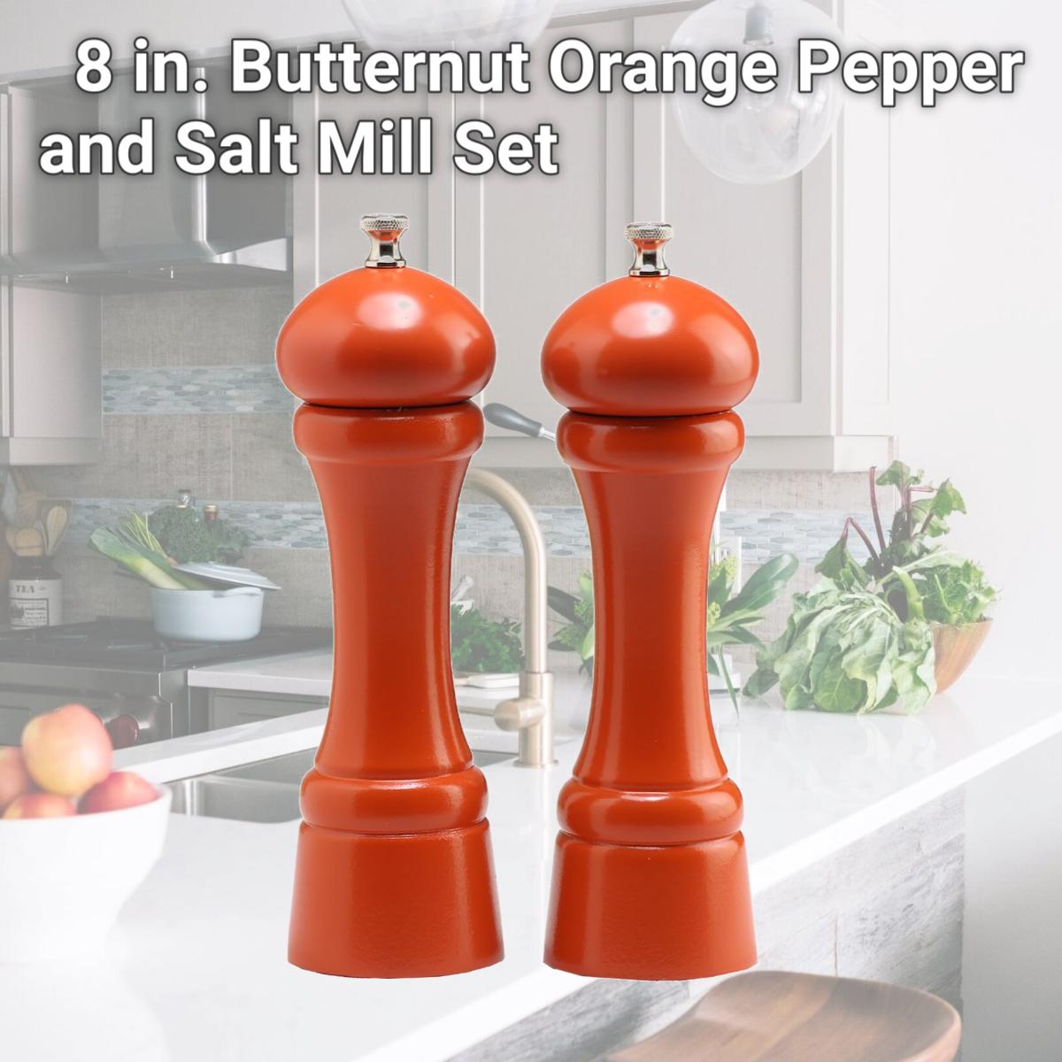 Picture of Chef Specialties 08902 8 in. Butternut Orange Pepper and Salt Mill Set