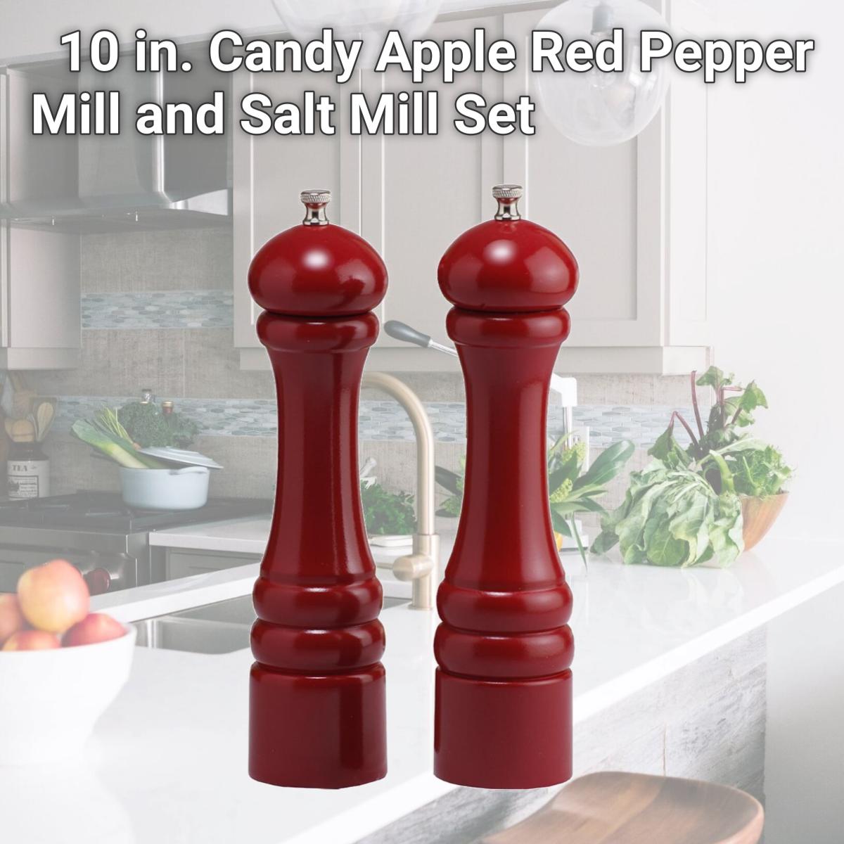 Picture of Chef Specialties 10602 10 in. Candy Apple Red Pepper Mill and Salt Mill Set