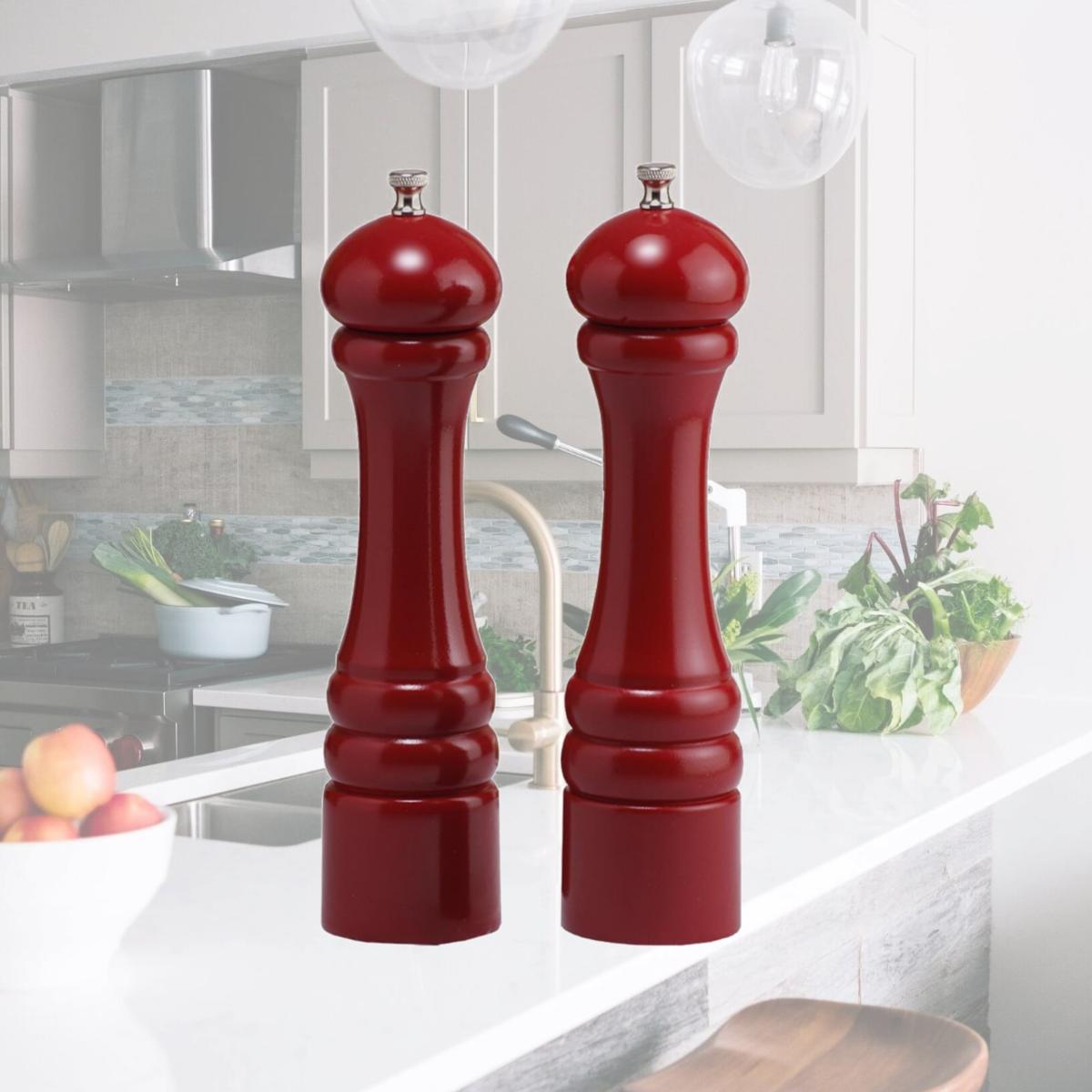 Picture of Chef Specialties 10602 10 in. Candy Apple Red Pepper Mill and Salt Mill Set