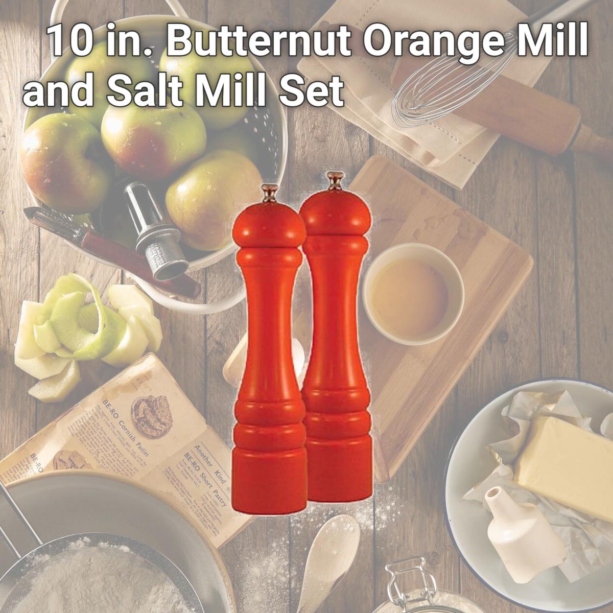 Picture of Chef Specialties 10902 10 in. Butternut Orange Mill and Salt Mill Set