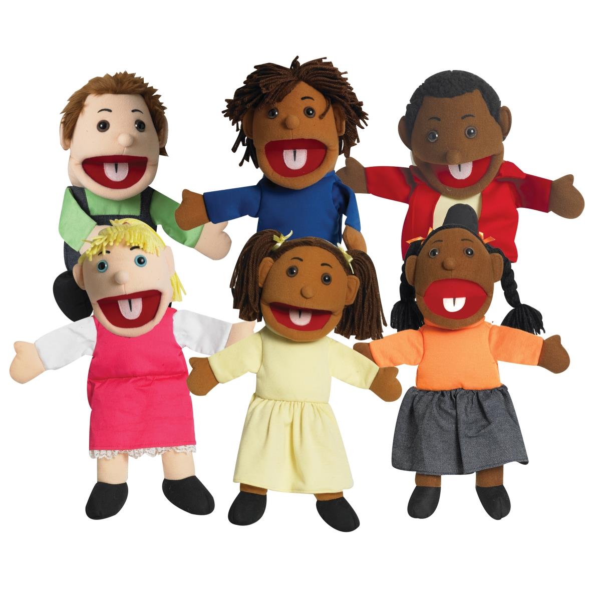 Cf100-896 15 In. Ethnic Children Puppets With Movable Mouths - Set Of 6