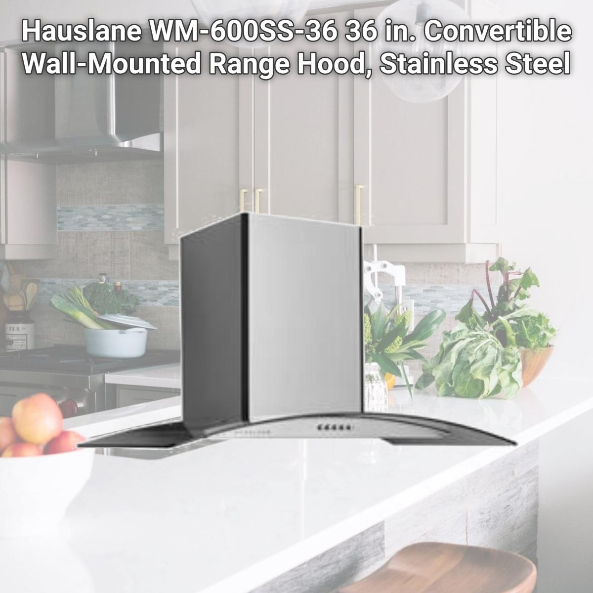 Picture of Hauslane WM-600SS-36 36 in. Convertible Wall-Mounted Range Hood, Stainless Steel