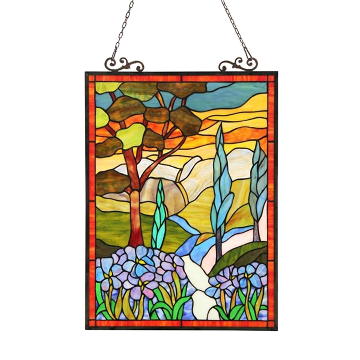 UPC 091037691880 product image for CH3P440YF24-GPN 18 x 24 in. Lighting Almos Tiffany Glass Floral Window Panel - B | upcitemdb.com