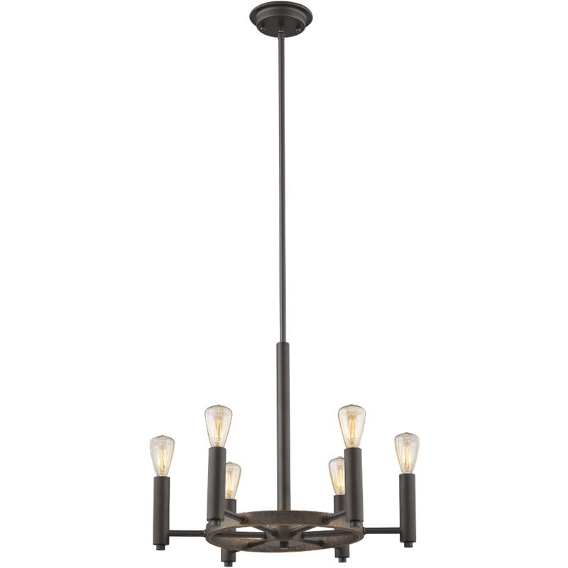 Ch2d003rb20-up6 Ironclad Industrial-style 6 Light Rubbed Bronze Ceiling Pendant - 20 In.