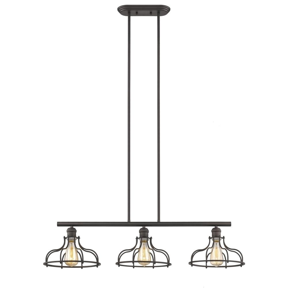 Ch2d004rb37-il3 Jaxon Industrial-style 3 Light Rubbed Bronze Island Hanging Fixture - 37 In.