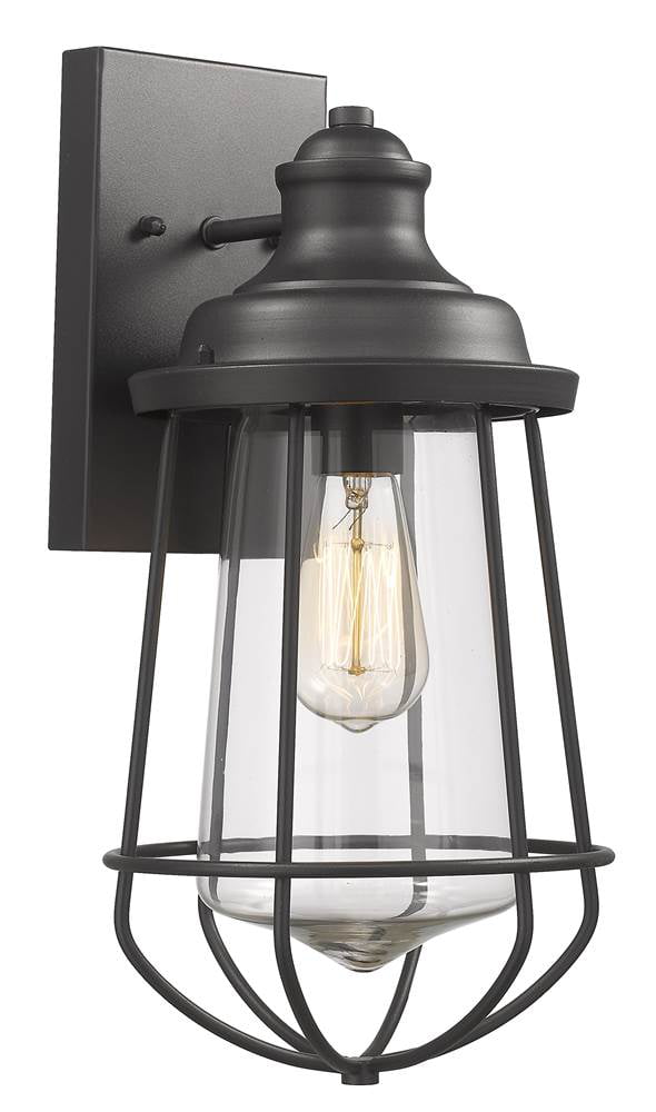 Ch2d081bk16-od1 Lucas Industrial-style 1 Light Textured Black Outdoor & Indoor Wall Sconce - 16 In.
