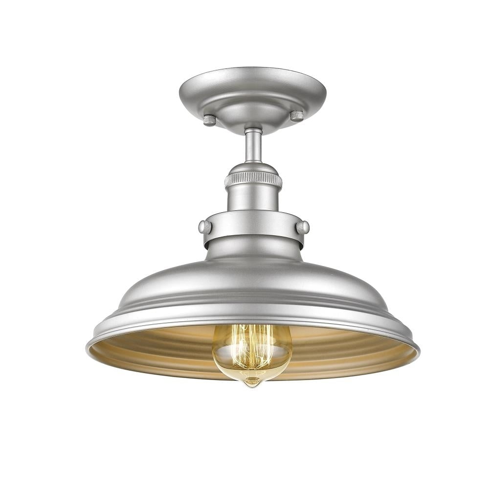 Ch2d001sp10-sf1 Samuel Industrial-style 1 Light Silver Painted Semi-flush Ceiling Fixture - 10 In.