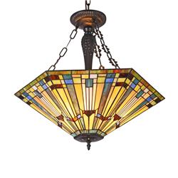 Ch33293ms24-uh3 Kinsey Tiffany-style 3 Light Mission Large Inverted Ceiling Pendant - 24 In. Shade