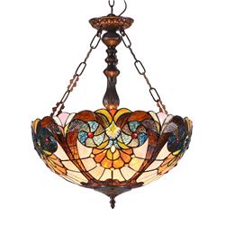 Ch3t971av18-uh2 Shea Tiffany-style 2 Light Victorian Inverted Ceiling Pendant - 18 In. Shade