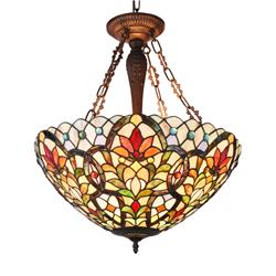 Ch3t012rf21-uh3 Ivana Tiffany-style 3 Light Floral Inverted Ceiling Pendant - 21 In. Shade