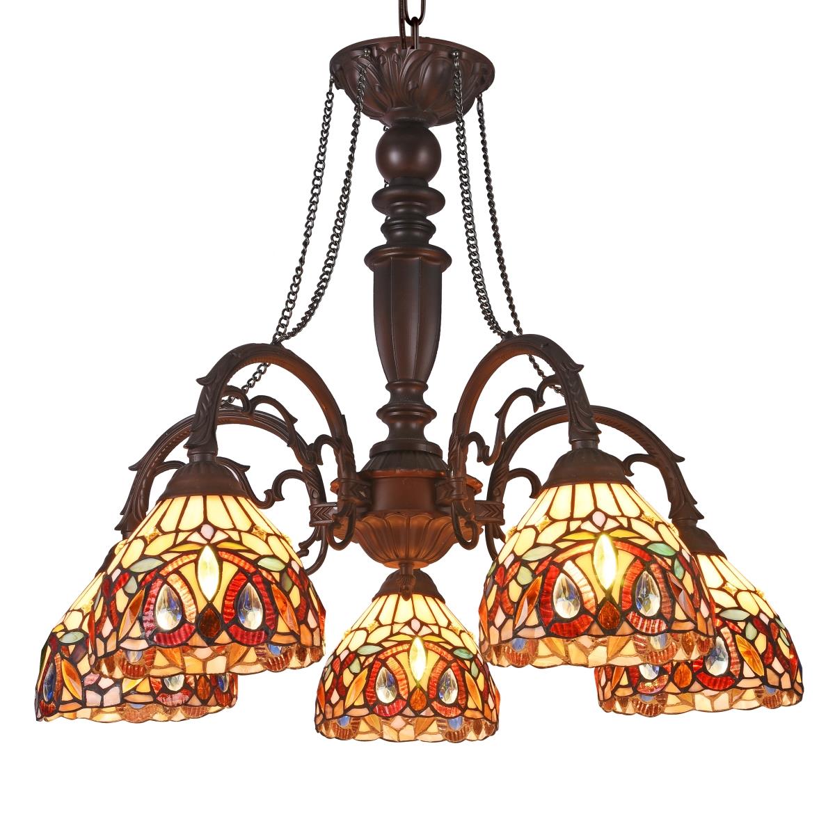Ch33353vr27-dc5 Serenity Tiffany-style 5 Light Victorian Large Chandelier - 27 In.