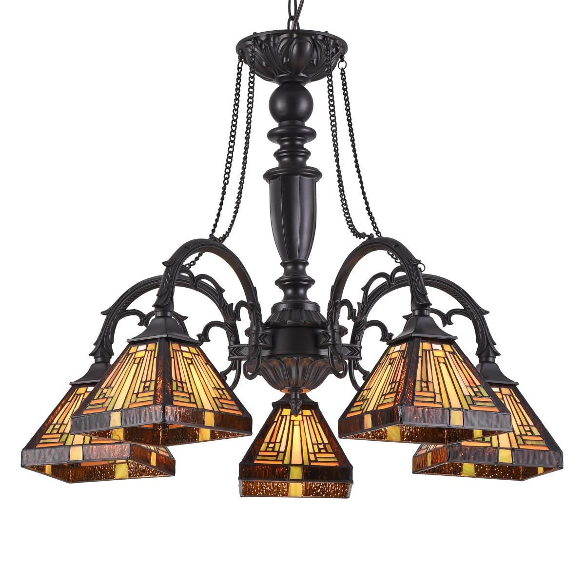 Ch33359mr27-dc5 Innes Tiffany-style 5 Light Mission Large Chandelier - 27 In.