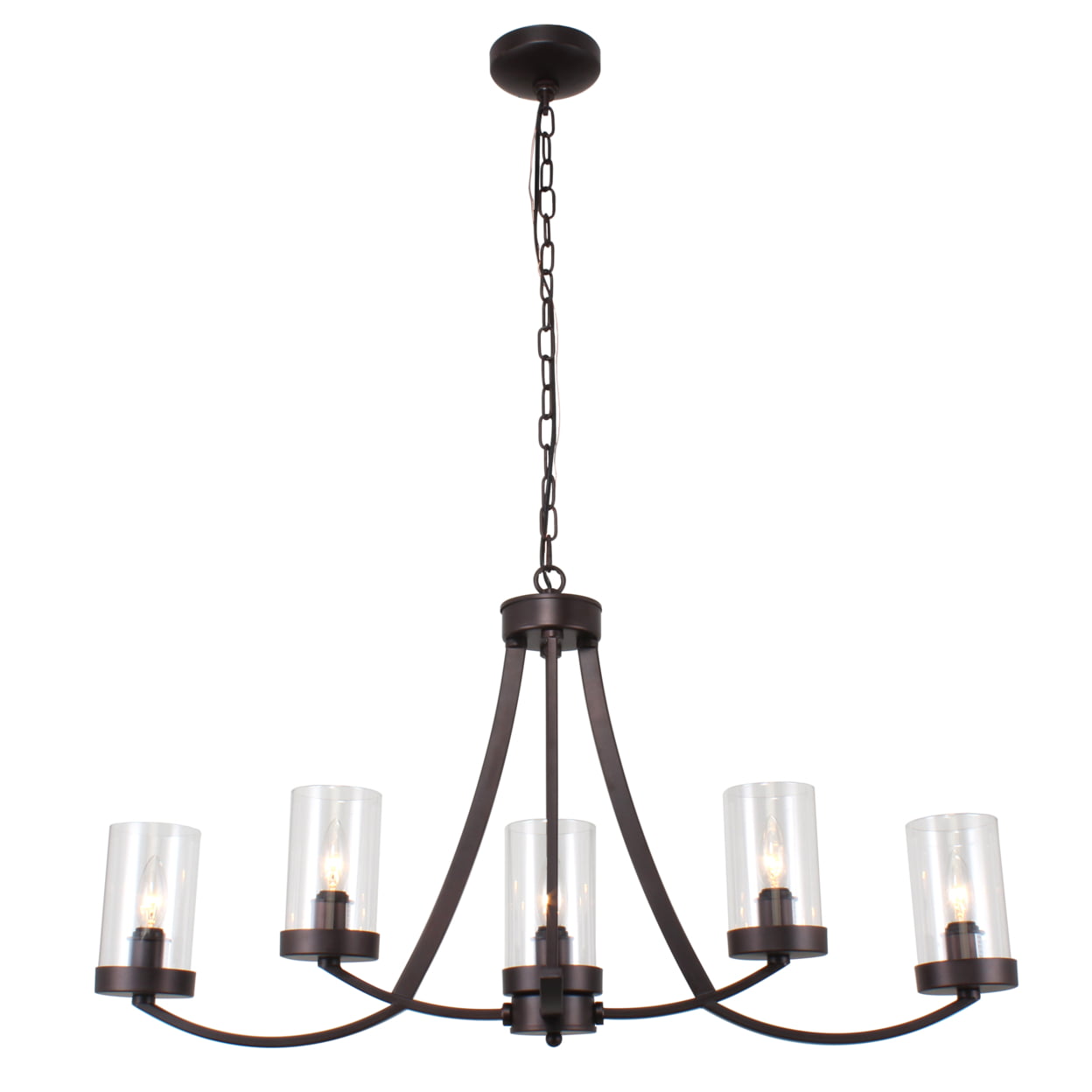 Ch7h007rb35-up5 Ida Farmhouse 5 Light Rubbed Bronze Ceiling Pendant - 35.5 In.