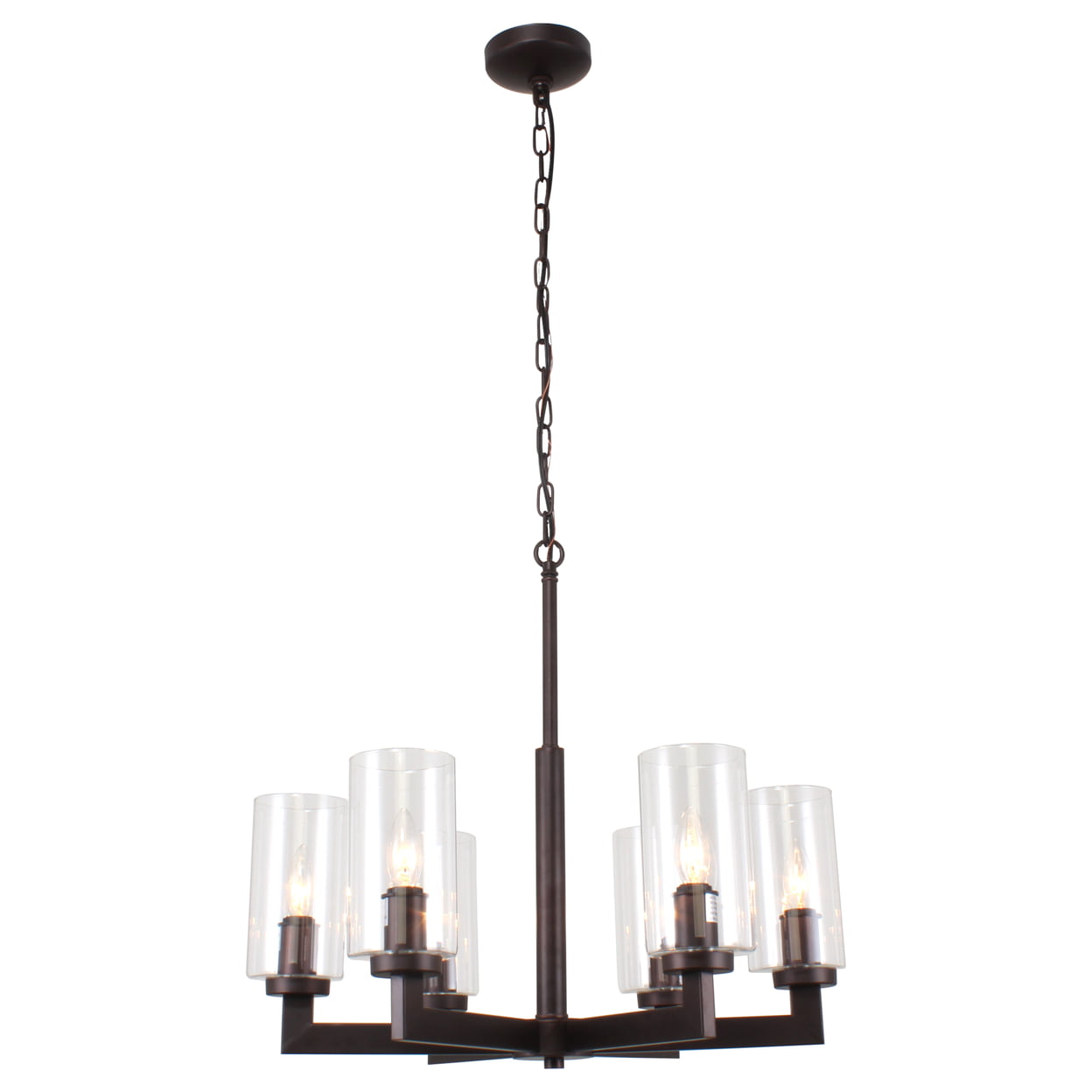 Ch7h019rb24-up6 Lula Farmhouse 6 Light Rubbed Bronze Ceiling Pendant - 23.5 In.