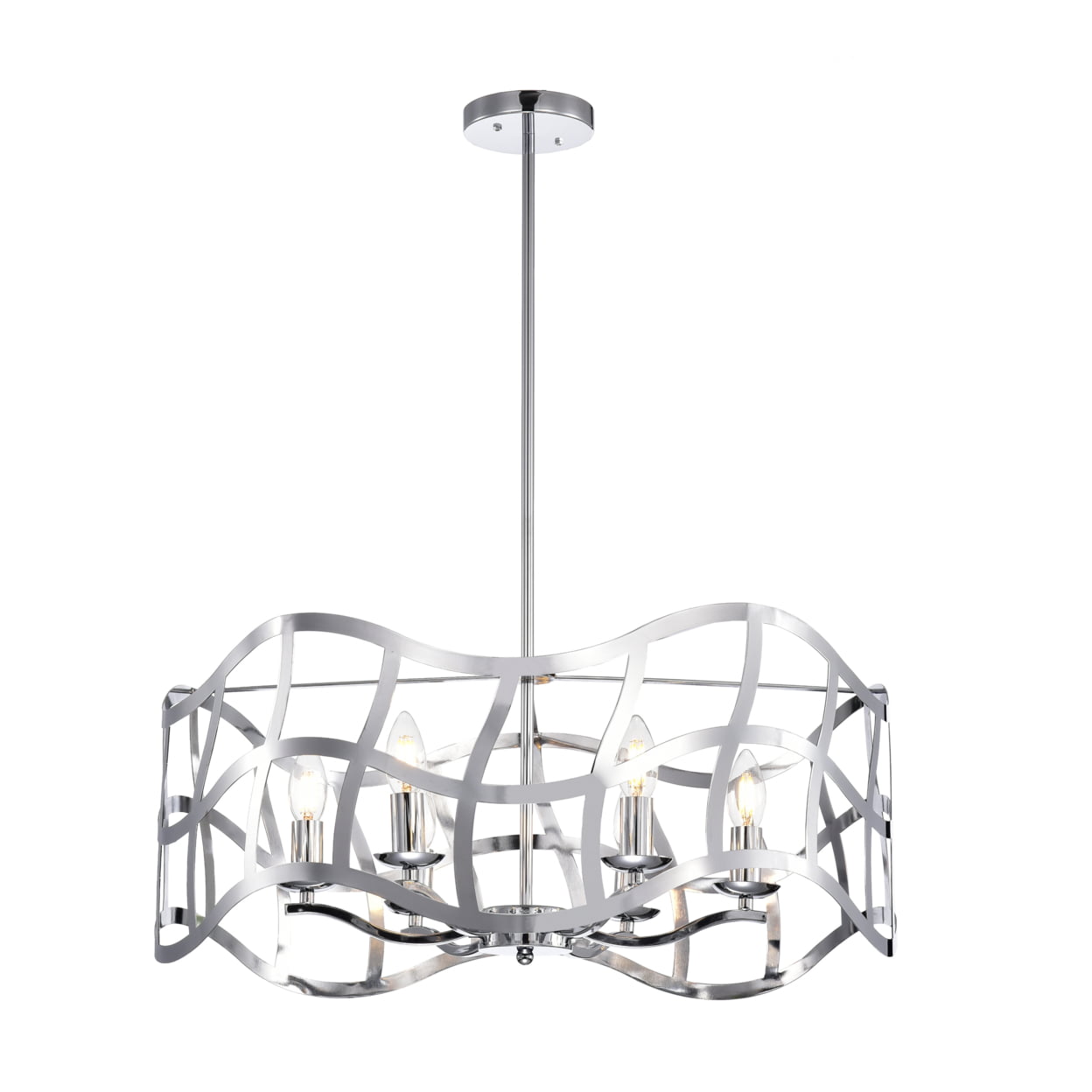 Ch7s022cm25-up6 Willow Transitional 6 Light Chrome Ceiling Pendant - 25 In.