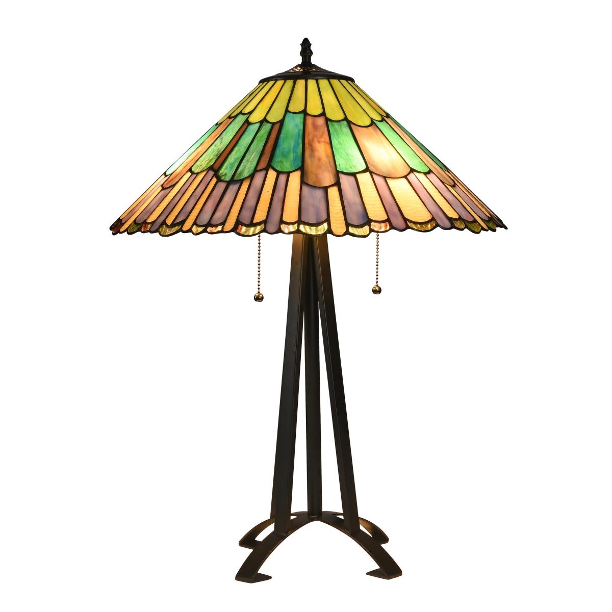 Ch3t924gg20-tl3 Landry Tiffany-style 3 Light Geometric Table Lamp - 20 In. Shade