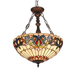 Ch3t353bv18-uh3 Serenity Tiffany-style 3 Light Victorian Inverted Ceiling Pendant - 18 In. Shade