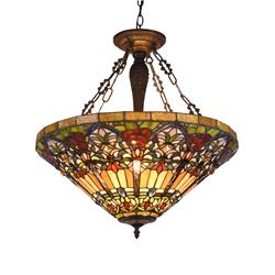 Ch3t410rv24-uh3 Alma Tiffany-style 3 Light Victorian Inverted Ceiling Pendant - 24 In. Shade