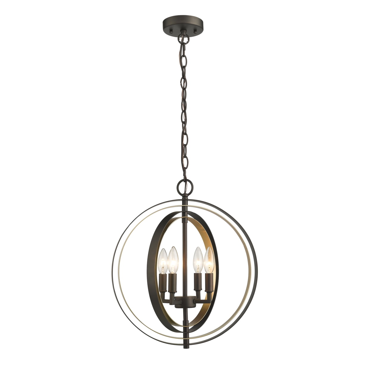 Ch2d125rg16-up4 Darby Industrial 4 Light Rubbed Bronze & Gold Ceiling Pendant - 16 In.