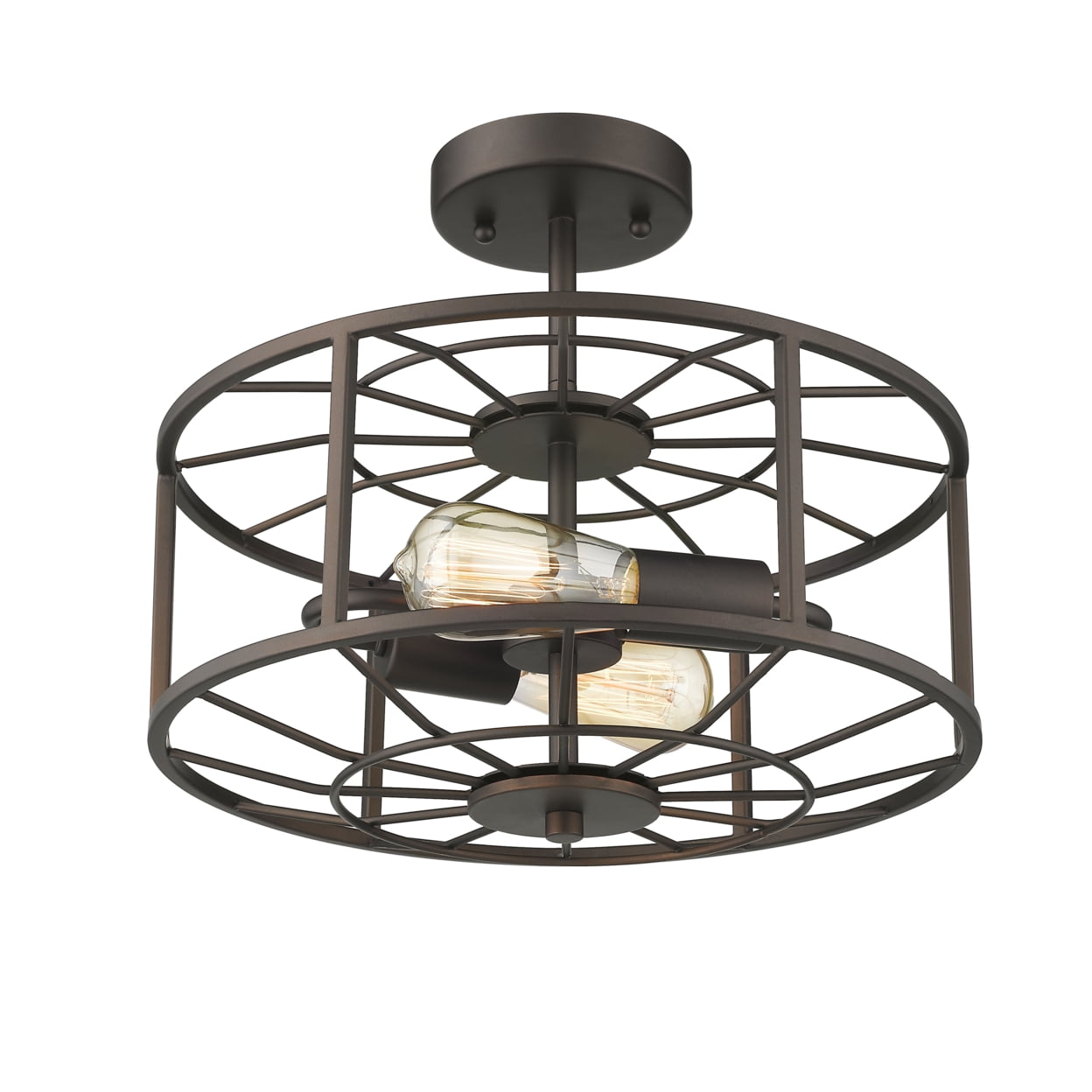 Ch2d007rb14-sf2 Ironclad Industrial 2 Light Rubbed Bronze Semi-flush Ceiling Fixture - 14 In.
