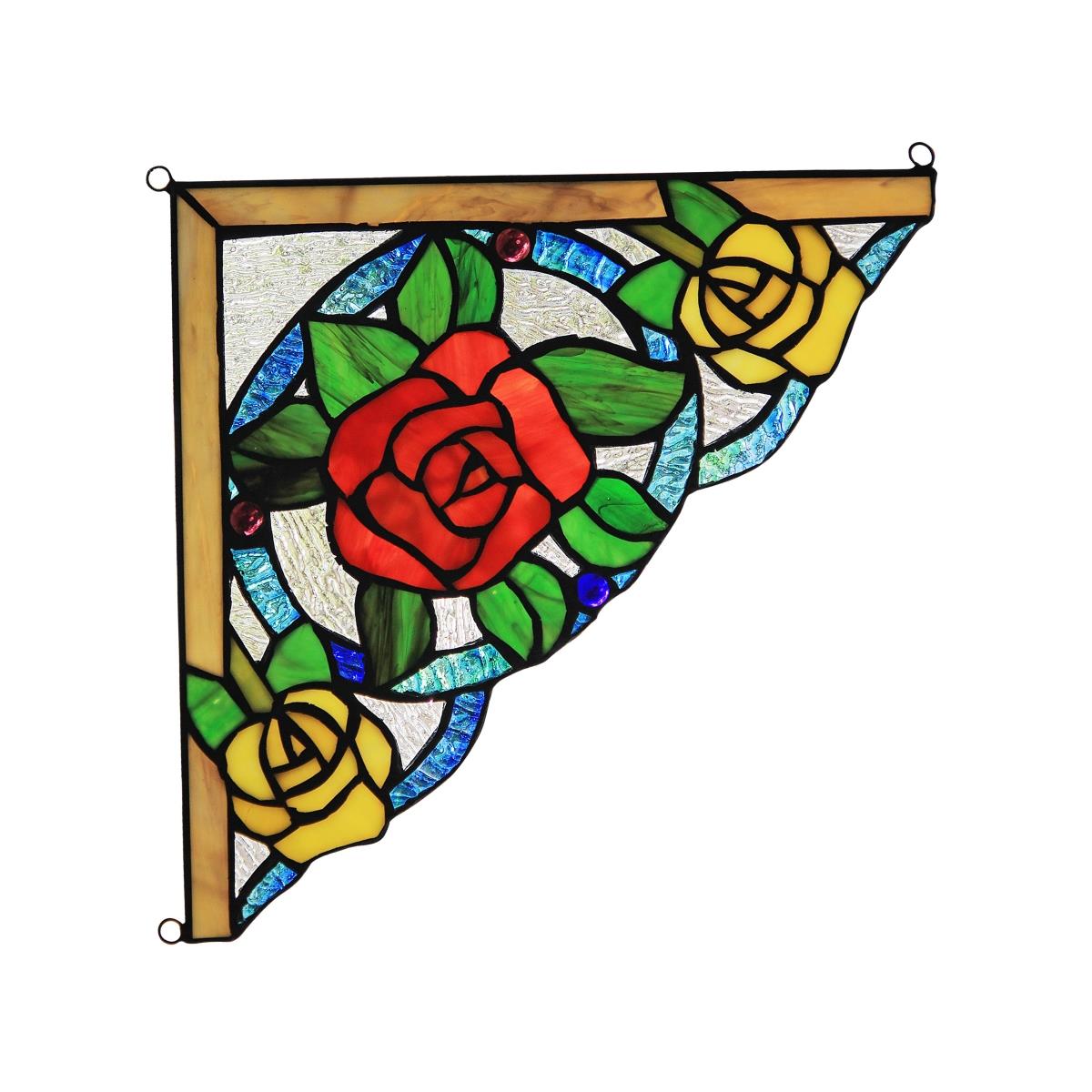 Ch3p106rf10-cgp Roselia Floral Tiffany-glass Window Panel - 10 In.