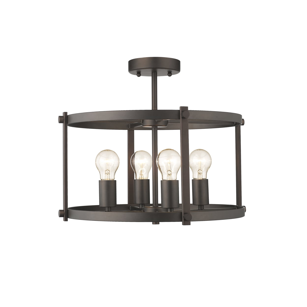 Ch2h119rb18-sf4 Ironclad Farmhouse 4 Light Rubbed Bronze Convertible Semi-flush Ceiling Fixture - 17.5 In.