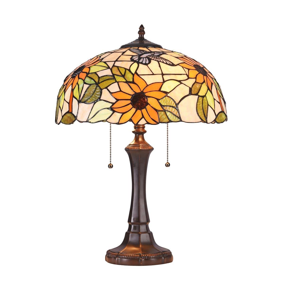Ch3t617of16-tl2 Sarai Floral 2 Light Dark Bronze Table Lamp - 16 In.