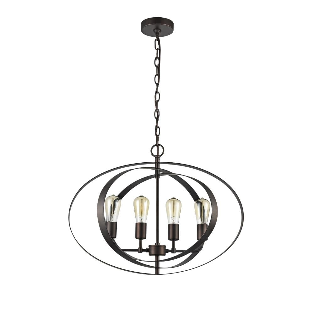 Ch59073rb24-up4 24 In. Wide Osbert Industrial Style 4 Light Rubbed Bronze Ceiling Pendant