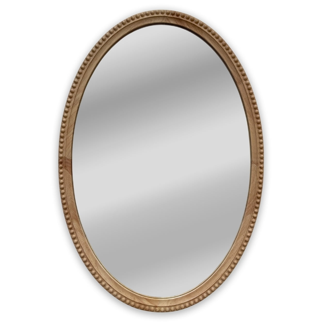 32 in. Reflection Contemporary Wood Finish Oval Textured Framed Wall Mirror, Maple