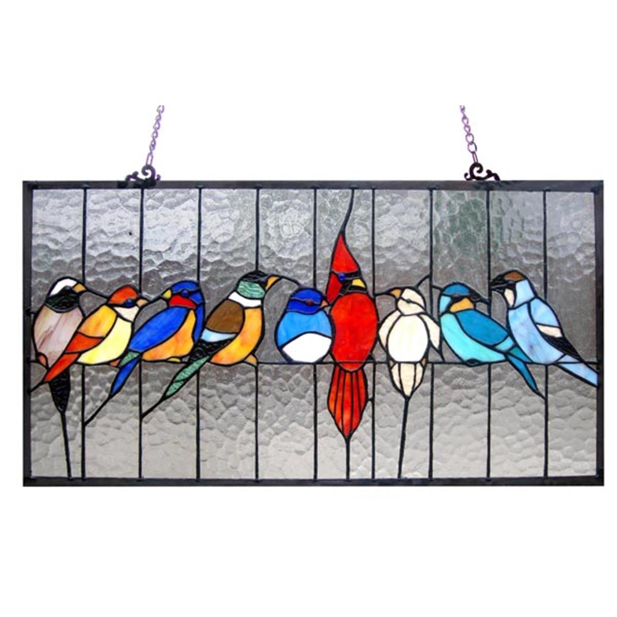 UPC 013964297058 product image for CH1P543RA25-GPN 24.5 x 13 in. Lighting Tiffany Glass Featuring Birds In The Cage | upcitemdb.com