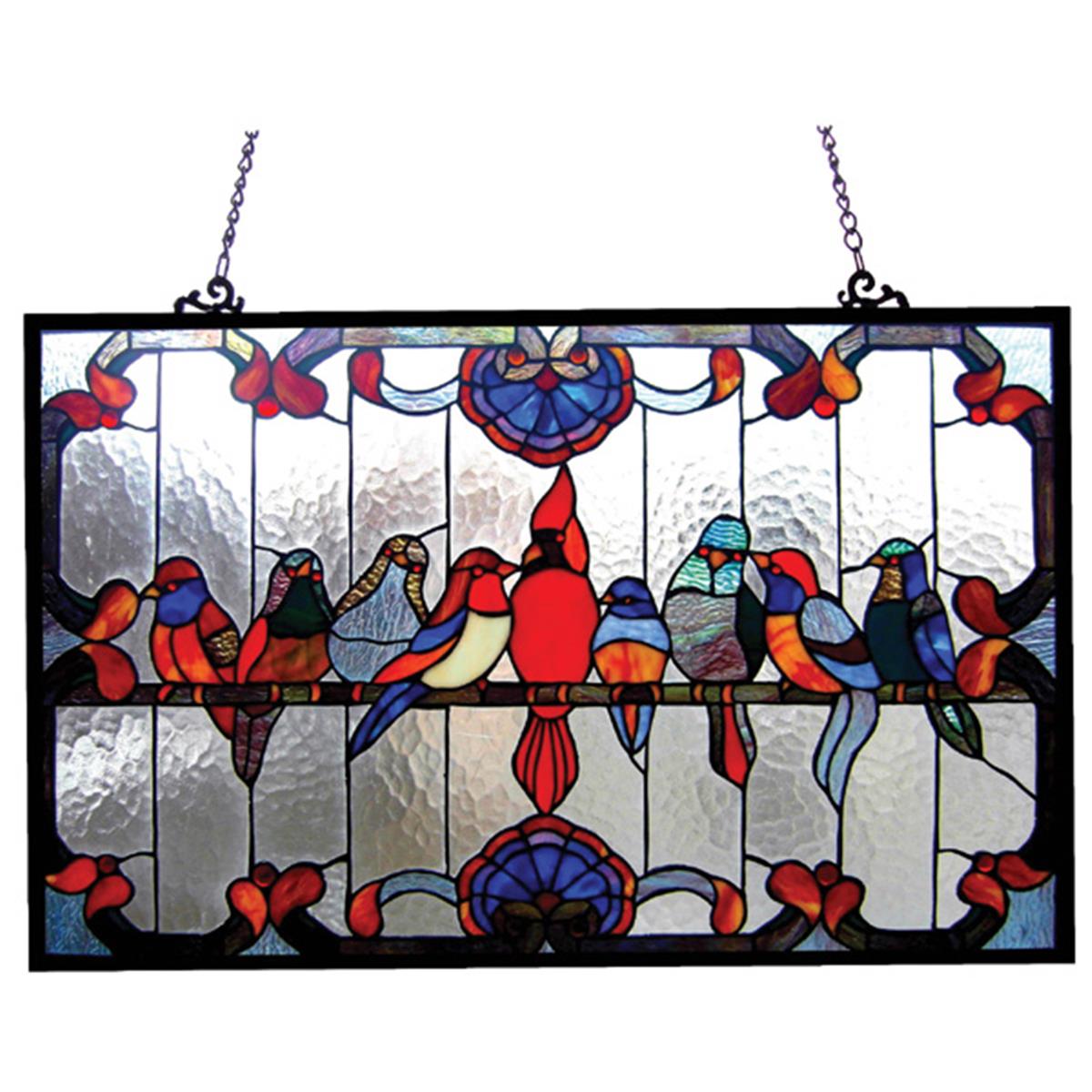 UPC 013964297102 product image for CH1P982RA32-GPN 32 x 20 in. Lighting Tiffany Glass Featuring Gathering Birds Win | upcitemdb.com