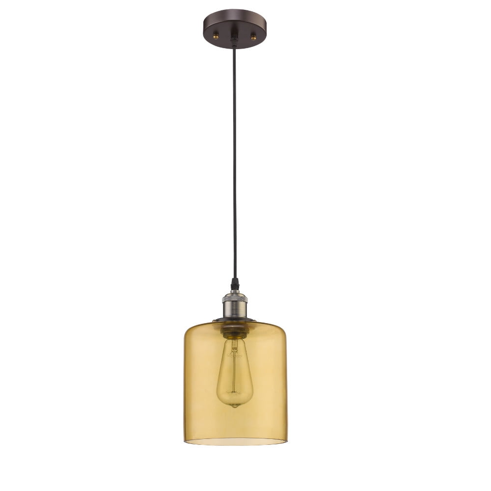 Ch58013am07-dp1 7 In. Shade Lighting Ironclad Industrial-style 1 Light Rubbed Bronze Amber Glass Ceiling Mini Pendant - Oil Rubbed Bronze