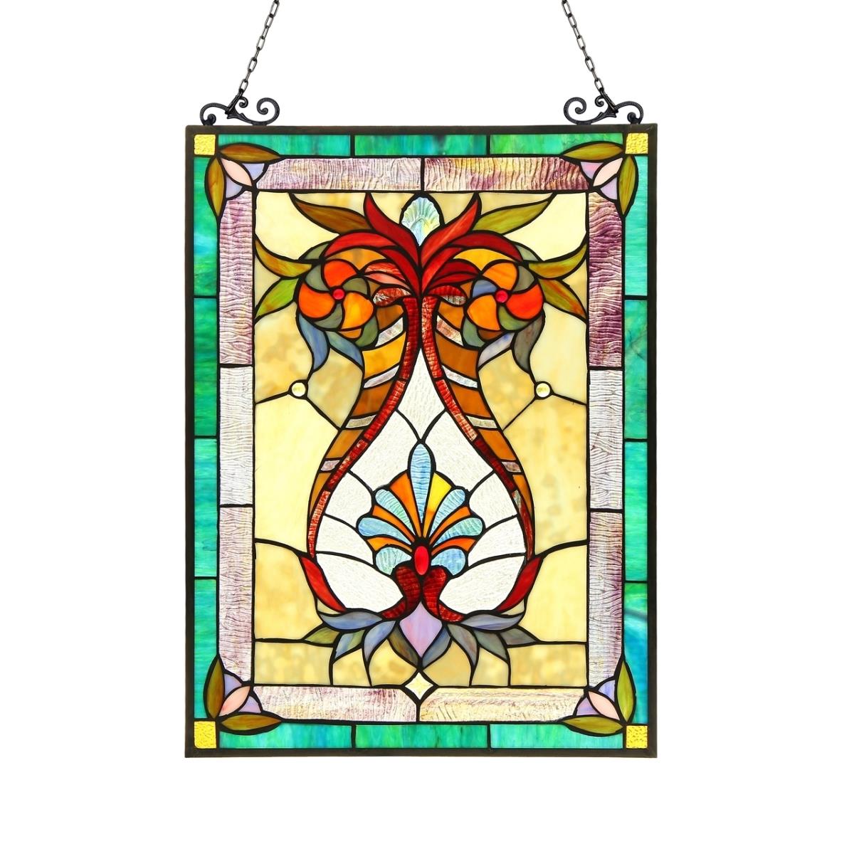 Ch3p804rf25-gpn 17.5 X 25 In. Lighting Theodore Tiffany Glass Victorian Window Panel - Black