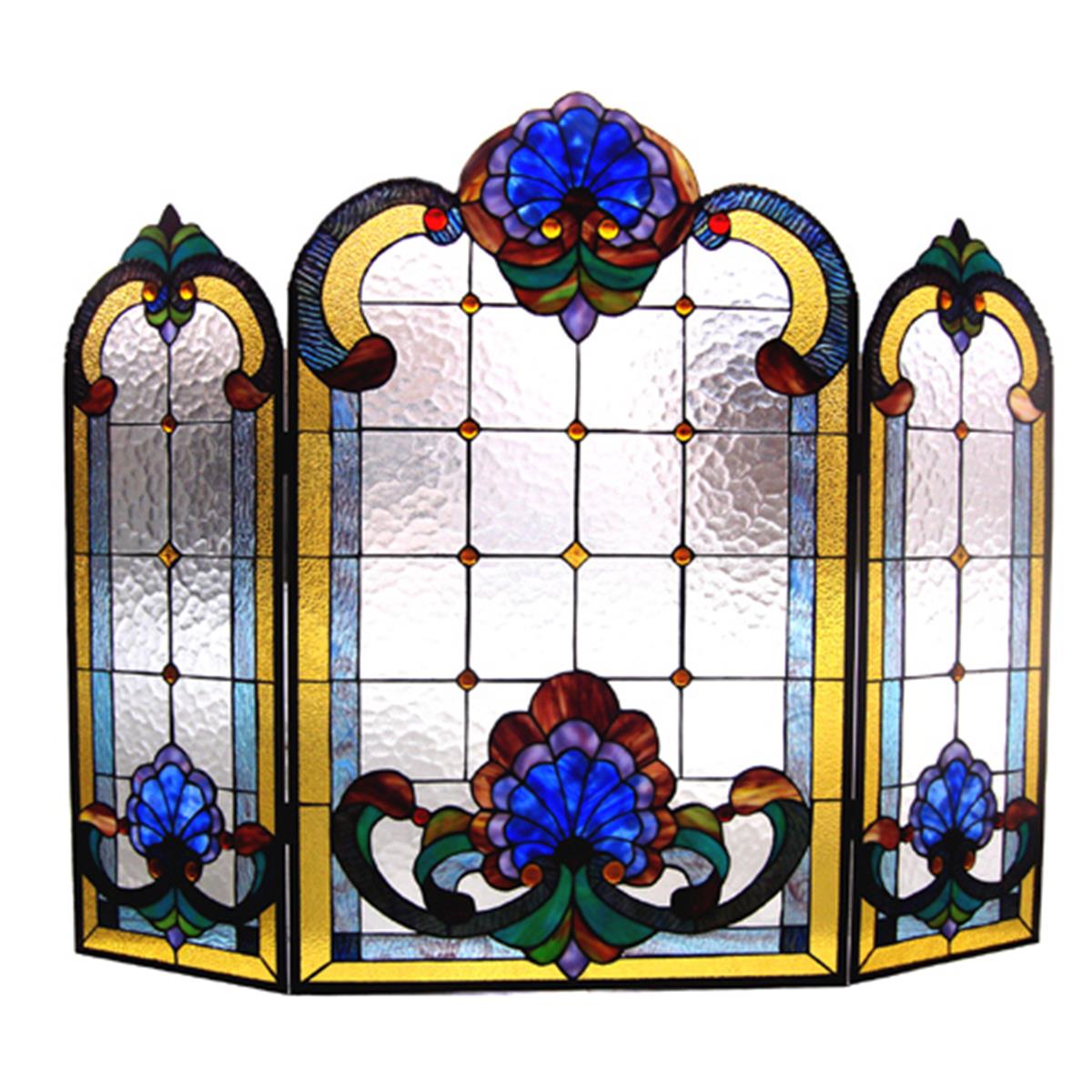 UPC 837654455326 product image for CH1F201BV40-GFS 40 in. Lighting Tiffany Glass Folding Victorian Fireplace Screen | upcitemdb.com