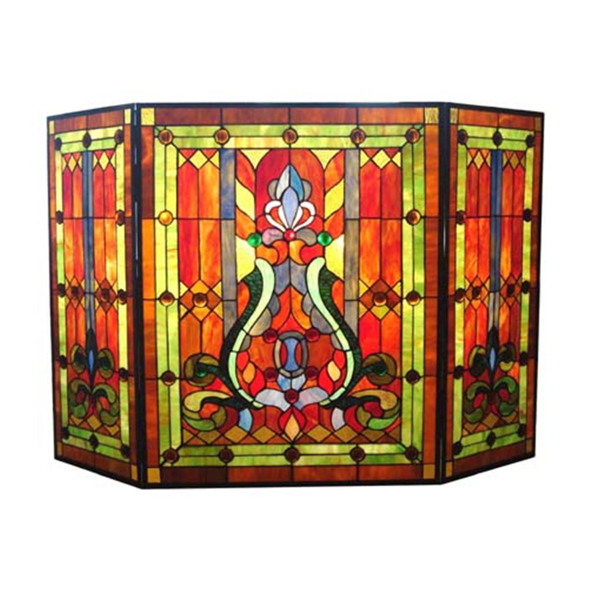 UPC 837654455333 product image for CH1F323RV44-GFS 44 in. Lighting Tiffany Stained Glass Folding Victorian Fireplac | upcitemdb.com