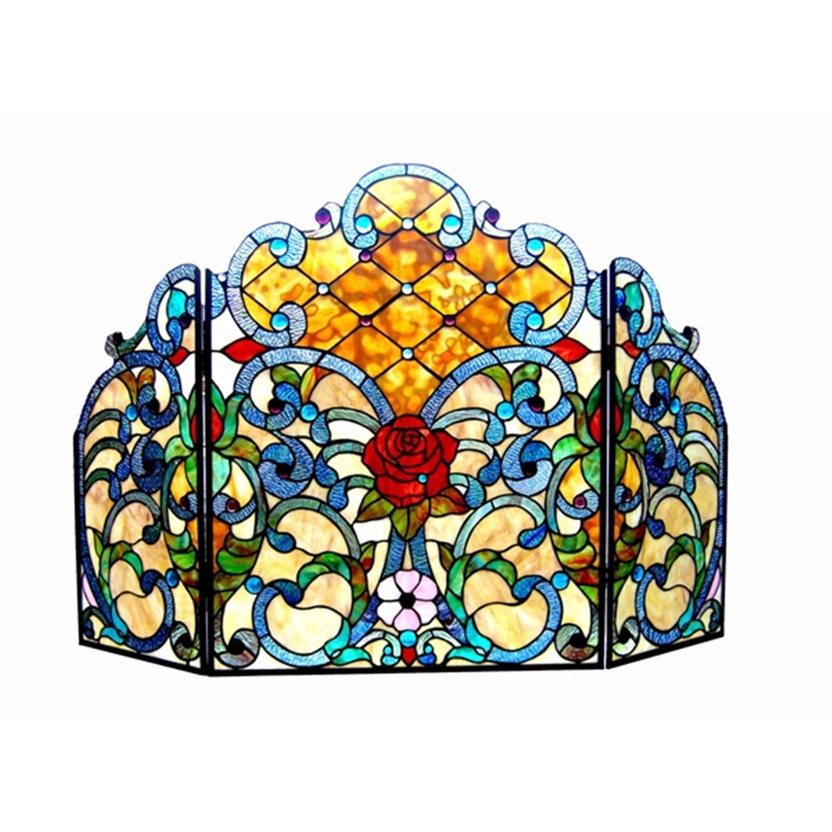 UPC 091037041029 product image for CH1F979VF44-GFS 44 in. Lighting Tiffany Glass 3 Piece Folding Victorian Fireplac | upcitemdb.com