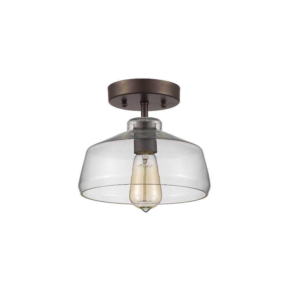 Ch54010cl09-sf1 9 In. Shade Lighting Ironclad Industrial-style 1 Light Rubbed Bronze Semi Flush Ceiling Fixture - Oil Rubbed Bronze